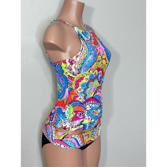 New. Anne Cole colorful tankini set. L-top/M-bottom. Retails $139 - Picture 3 of 10
